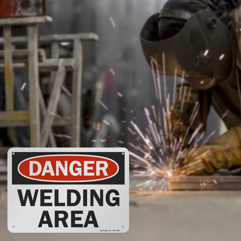 SmartSign "Danger Safety - Welding Area" Sign | 7" x 10" Aluminum
