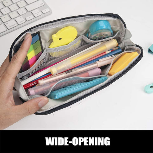 Sooez Wide-Opening Pencil Pen Case, Lightweight & Spacious Zipper Stationery Bag with Triangular Design for Adults,