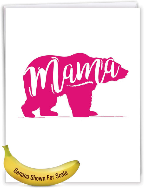 NobleWorks Jumbo Mother's Day Greeting Card 8.5 x 11 Inch with Envelope (1 Pack) - Big Mom Mama Bear