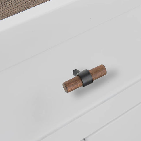 2.75" (2.75" Walnut Wood Drawer Pull Handle Black Dresser Knob Pulls Kitchen Cabinet Pull Hardware Hole Centers)