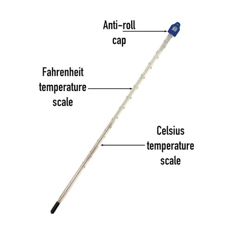 Glass Thermometer -10 to +110 C&F, 300mm Liquid in Glass Thermometer for Scientific Laboratory Grade
