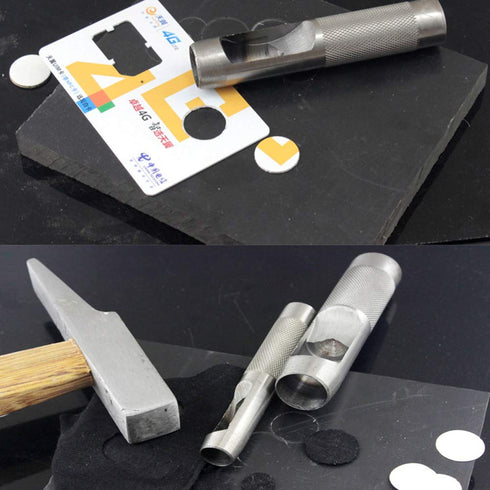 12pcs Kit Round Punch Hollow Punch Steel Chisel - Leather Puncher Cutting Tool for Belts & Canvas