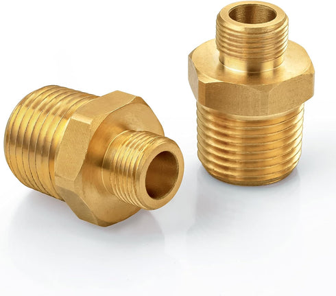 Vfauosit 1/2 to 3/8 Reducer, 3/8 to 1/2 RV Faucet Adapter, Brass Compression Fitting for Plumbing Water Hose (2 Pieces)