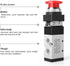 TAILONZ PNEUMATIC 1/4”NPT Push Button 5 Way 2 Position Automatic Reset Pneumatic Control Mechanical Valve