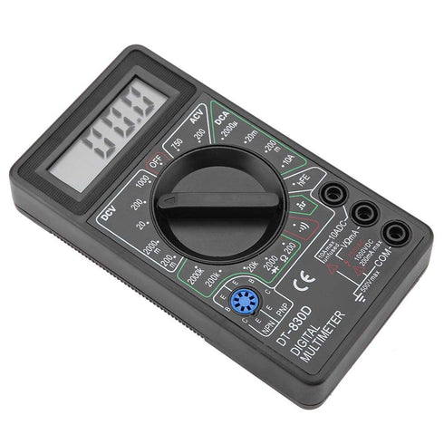 Black DT830D Auto Ranging Digital Multimeter, Continuity Ohm Tester for Transistor and Diode Testing