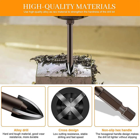 Efficient Universal Drilling Tool 5pcs, High-Grade Alloy Drill Bit Set for Tile, Ceramic, Wall Drilling Auxiliary