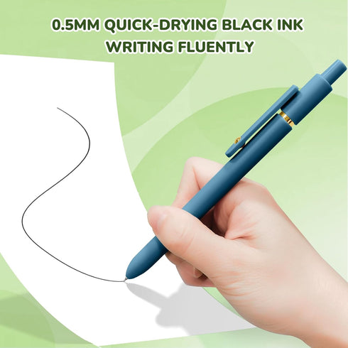 Gel Pens, 12 Pcs Black Ink Pens for Women, 0.5mm Fine Point, Smooth Writing, High-End Series Retractable Pens