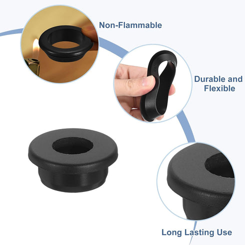 6Pcs Grommets 26mm 17mm Grommet uxcell Rubber Drill Hole, ID Hole Top Hat Black Silicone Rubber Hole Plug Gasket