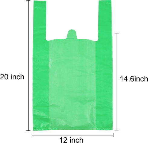 LazyMe T Shirt Bags, Plastic Bags with Handles for Grocery, Retail, St. Patrick's Day, 12x20 Inch (Green, 50pcs)