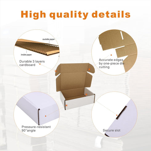Small Shipping Boxes 6x4x2'' 25 Pack, White Corrugated Cardboard Mailers for Business (CM642-25)