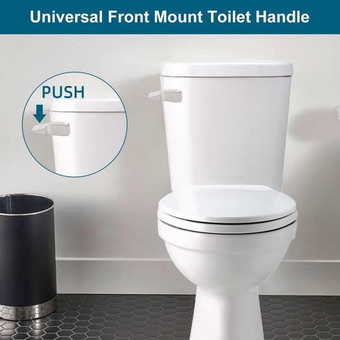 Hygie Rinse Universal Toilet Handle Replacement, Brushed Nickel Front Mount Trip Lever Repair Kit with Flapper