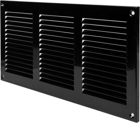 Vent Systems 12'' x 6'' Inch Black Air Vent Cover, Metal Air Return Grill with Built-in Pest Guard Screen