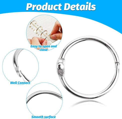 whpqhw 16PCS Rings,1 Inch Book Binder Metal Loose Leaf Rings for Flash Cards, Index Cards, Recipe Books and Key Chains