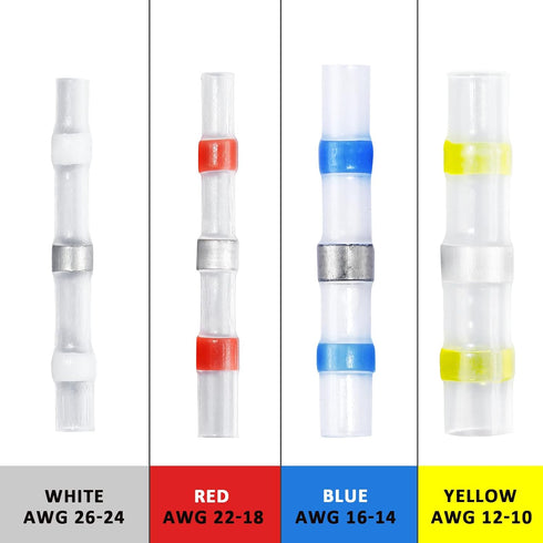 150 Pcs Solder Seal Wire Connectors, 26-24 AWG Waterproof Insulated Electrical Splice Wire Terminals