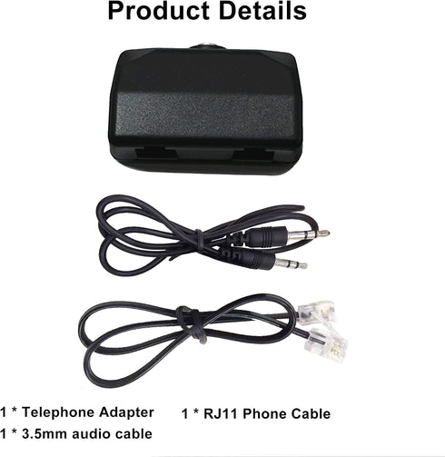 RJ11 3.5mm Analog Telephone Adapter for Split The Line to Telephone and Voice Recorder, with Two Port for Incoming