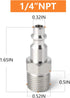 GASHER 1/4-Inch NPT Male Industrial Air Plug, 1/4-Inch High Flow Pneumatic Plugs 300PSI (20-Pack)