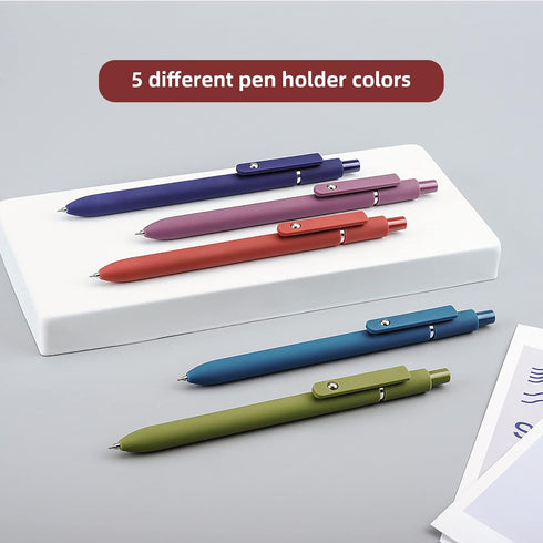 Gel Pens, 10 Pcs 0.5mm Black Ink Pens Fine Point Smooth Writing Pens with Silicone Grip, High-End Series Metal Clip Retractable Pens for Journaling Note Taking (10 Pcs Vintage) by UIXJODO