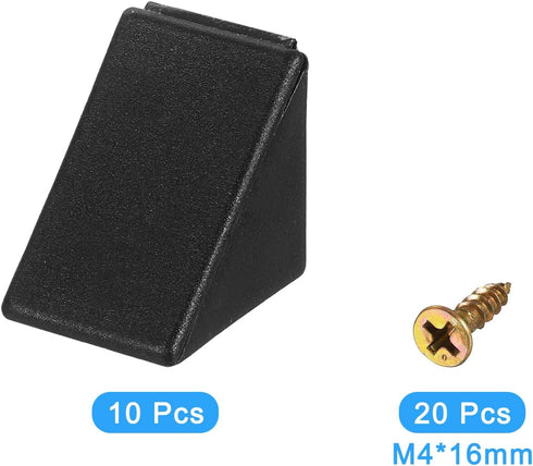 10Pcs 90 17.2x21x21mm uxcell Degree Plastic Corner Braces with Cover Cap, Nylon Shelf Right Angle Brackets with Screws
