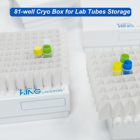 2 Inch Height 81well Freezer Boxes, Superior Cardboard Vial Storage, White, 5 Pcs/Pack