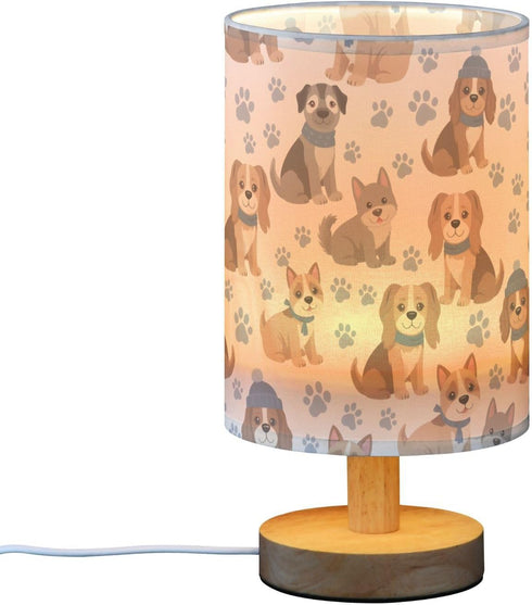 Generic Puppy Blue Hat Small Desk Lamp for Bedroom Nightstand Bedside Lamps with USB Table Lamp with Fabric Night Light