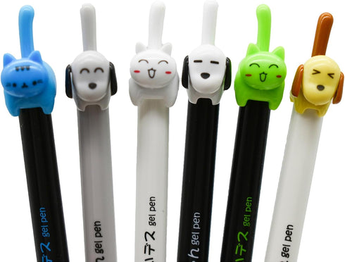 Maydahui 30 Pcs Cute Cat Dog Tail Clicker Retractable Pens, Japanese Rollerball Pens for Cat Lovers, School Supplies