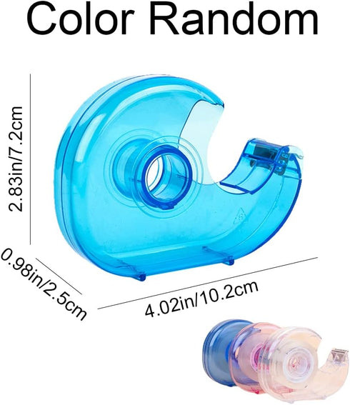 Small Portable Tape Dispenser, Transparent Refillable Hand Dispenser for Adhesive Tape Office Home (Random Color)