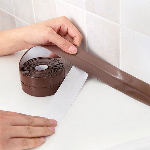 DEVILMAYCARE Tape Caulk Strip Seal for Toliet Bathtub, Sink, Kitchen, Wall Edge, Self Adhesive Corner Liner 126''x1.57'' (Brown)