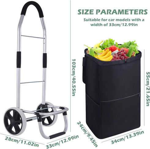 FangDaLe Shopping Cart Liner, Trolley Bags for Shopping Cart Waterproof Replacement with Mesh Side Pockets Folding