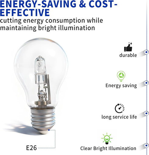 DZQPPC 043168787963 78796 Bulbs 43 120V A19 E26 6-Pack Halogen Light Watt Types Thread for Types in Table Lamps