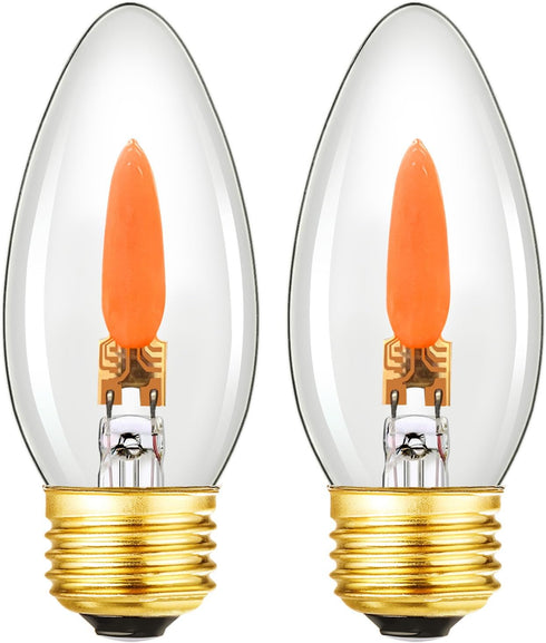 E26 Base Flame Light Bulbs,Crystal Clear Candle Light with Orange Glow Effect