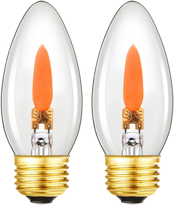 E26 Base Flame Light Bulbs,Crystal Clear Candle Light with Orange Glow Effect