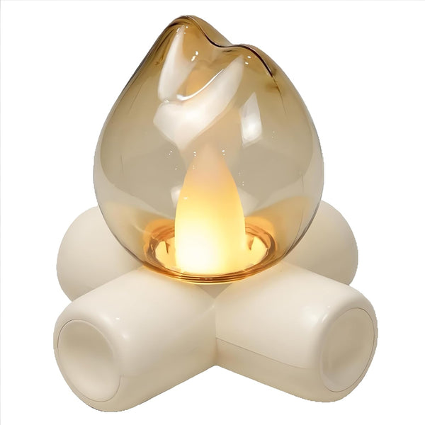 Jidofree Campfire Lamp, LED Flame Effect Table Lamp, Warm Atmosphere Night Light for