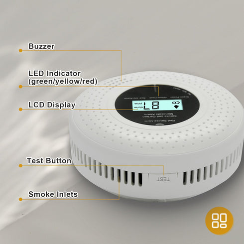 GiiHoo 10-Year 2 1 Smoke and Carbon Monoxide Detector Lifespan, Dual Sensor Photoelectric & Electrochemical CO Alarm
