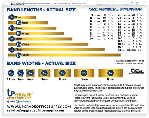 Upgrade Office Supply UPG22964 Rubber Bands, Size #64 (3-1/2" x 1/4"), Natural Crepe, 12 Oz Box