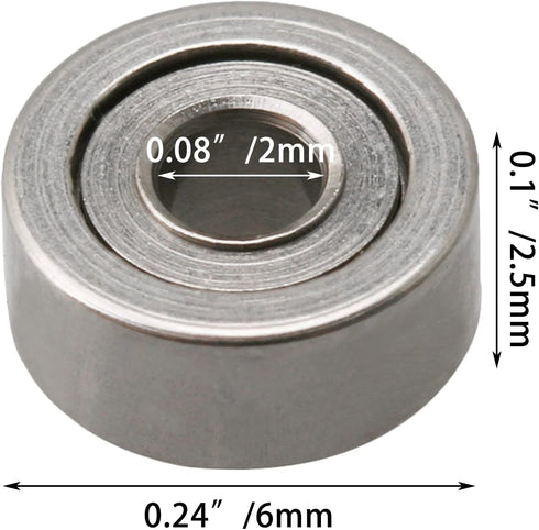 CNBTR 10PCS Mini Groove Ball Bearings, 2x6x2.5mm MR62ZZ Bearing Steel for Power Tools, DIY Industry
