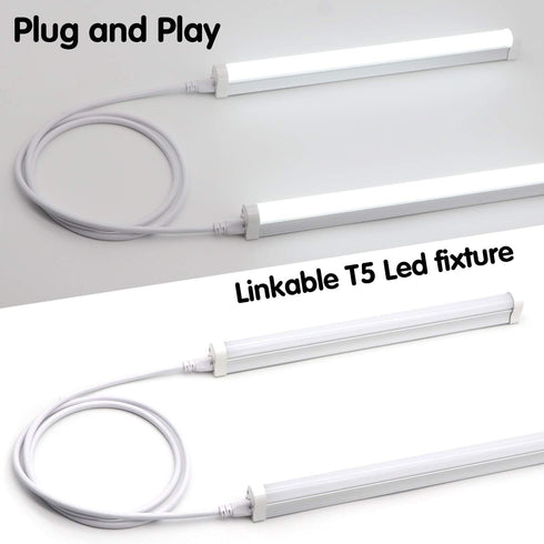 T5 T8 Extension Cords, 10 ft 3 Meter Connector Cord, 3-Prong Power Cable for LED Tube Light, Pack of 2