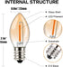 Tsunetani-C7 Edison LED Filament Mini Night Light Bulbs - 0.5W Equivalent to 5 Watt Incandescent, 3Pack