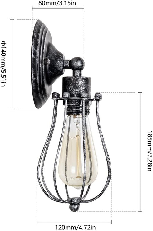 Vintage Wall Lamp Adjustable Rustic Retro Wire Cage Wall Light Industrial Style Indoor Lighting Fixture ;Moonkist