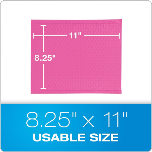 Quality Park Bubble Mailers, 8.25 x 11 Water Resistant Pink Poly Padded Envelopes, 25/Box with Redi-Strip Closure