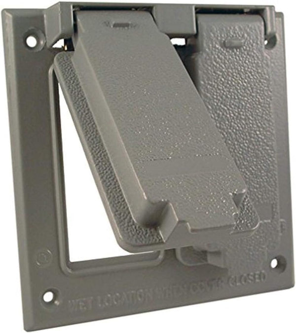 Hubbell-Bell Weatherproof Cover, 4-1/2 in L x 4-9/16 in W, Gray, Die-Cast