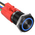 APIELE 16mm Latching Push Button Switch, 12V DC On Off Black Shell with LED Angel Eye for 0.63" Mounting Hole