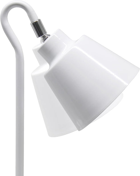 LD1079-WHT 16" Simple Designs Sleek Essentials Metal Looped Desk Task Lamp with Adjustable Shade, for Office, Desk