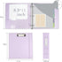 Leather 3 Ring Binder, 2 Inch with Clipboards, 5-Tabs Pockets, 18 Divider Stickers, Purple