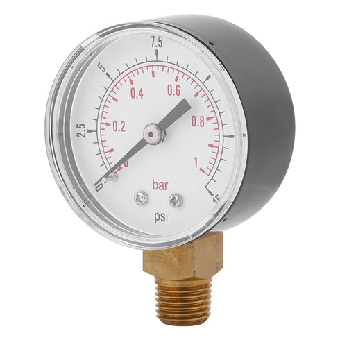 Water Pressure Meter, Dial Instrument 0-15Psi, 0-1Bar Manometer for Air and Water