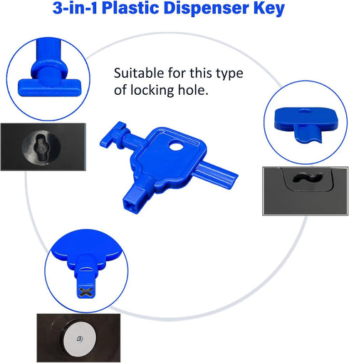 3-in-1 Dispensers.Blue,Pack 1 Plastic Dispenser Key Suitable for Toilet Paper Dispensers,Paper Towel Dispensers