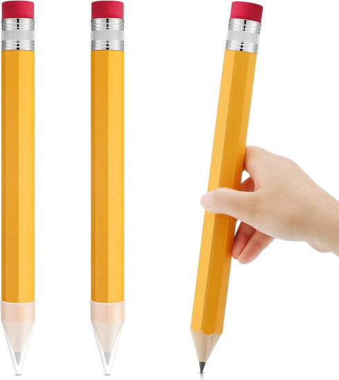 Leinuosen Giant Yellow Wooden Pencils, 14 Inch, 3 Pcs - Fun Novelty Props for Kids, School, Office, Christmas
