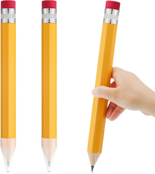 Leinuosen Giant Yellow Wooden Pencils, 14 Inch, 3 Pcs - Fun Novelty Props for Kids, School, Office, Christmas