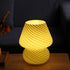 BSOD Glass Mushroom Bedside Table Lamp, Yellow Translucent Murano Vintage Style Striped Small Nightstand Desklamp Swirl