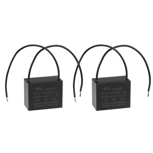 uxcell Ceiling Fan Capacitor CBB61, 22uF 250V AC, 2 Wires Metallized Polypropylene Film Capacitor, 2Pcs