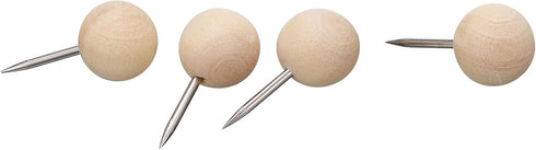 Wooden Push Pins Thumb Tacks for Cork Board, Round Head Map Pins with Steel Needle Point (White, 80 Pieces)